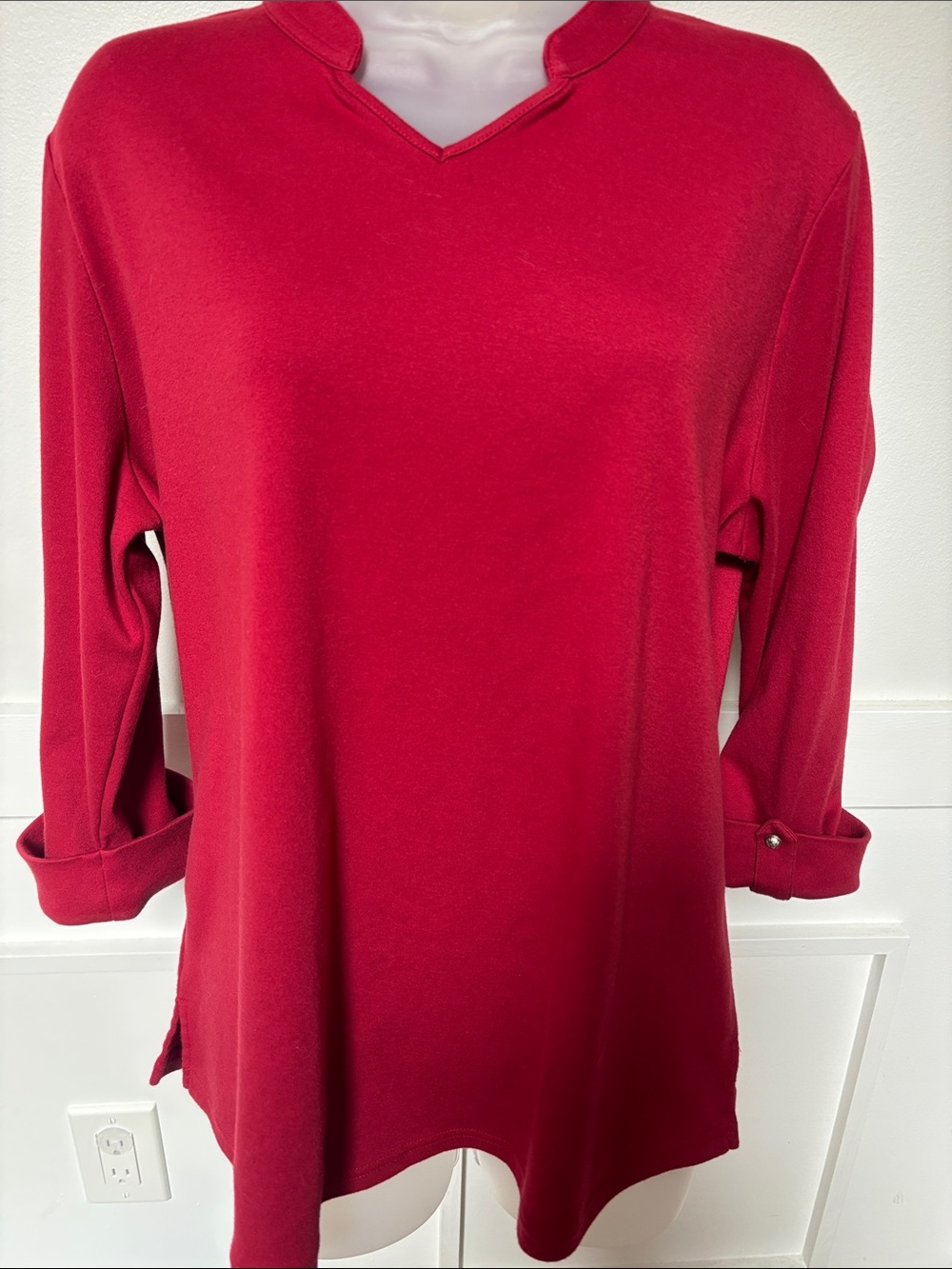 Classic Red Women’s V-Neck Top